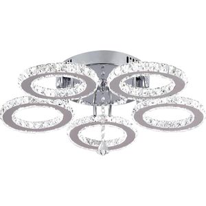 SureDeal® - Kroonluchter - 5 Ringen - Hanglamp - Plafondlamp - Dimbaar - App bestuurbaar - inclusief Led-Lampen - 53x53x9,5cm