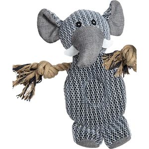 Jack & Vanilla - Ollie de olifant knuffel 25 cm - mesh - trektouw en pieper