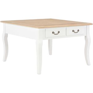 Witte Houten Salontafel met Lades | Elegante Bijzettafel in Barokstijl
