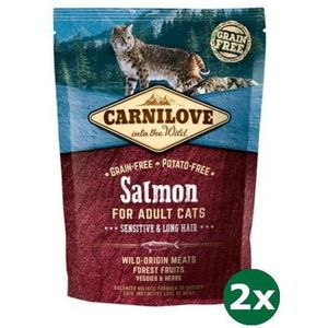 Carnilove salmon sensitive / long hair kattenvoer 2x 400 gr