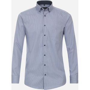 Redmond comfort fit overhemd - popeline - blauw dessin - Strijkvriendelijk - Boordmaat: 45/46