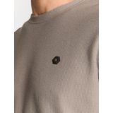 No Excess - Shirt - Taupe/Zwart - Effen - Halve Mouw