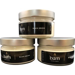 BAM kaarsen - 3 geurkaarsen - zwarte orchidee - 40 branduren per kaars - op basis van zonnebloemwas - moederdag - cadeau - vegan