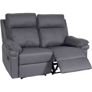 2-zits bioscoopfauteuil MCW-L94, relaxfauteuil TV-fauteuil bank, verstelbare armleuning nosag-vering stof/textiel ~ donkergrijs