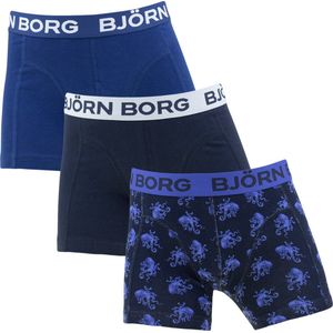 Björn Borg jongens cotton stretch 3P boxers octopus blauw - 158/164