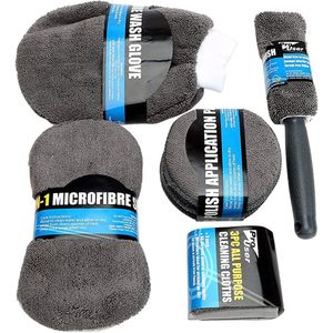 9pcs auto was schoonmaakset - microvezel auto detailing - wasgereedschap - schoonmaakdoek - draagbare set - huishoudelijke auto wasdoek