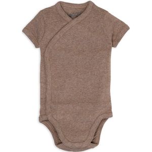 Lodger - Omslag rompertjes - bruin - maat 62 - zacht bio katoen - korte mouwen