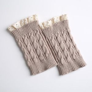 Dames kanten beenwarmers - 18 cm + 2 cm kanten rand - Gebreide winterlaarssokken - Beenwarmers - Laarswarmers - Gebreide warme korte beenwarmers - Herfst en winter korte kanten twist beenwarmers
