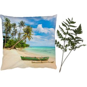 Sierkussens - Kussentjes Woonkamer - 50x50 cm - Strand - Kano - Palmboom - Tropical