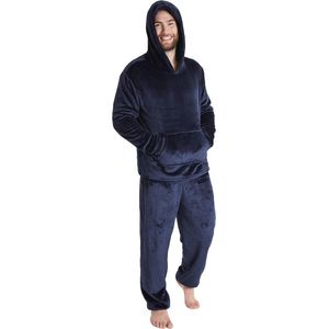 Warme Fleece Heren Pyjama met Hoody - Comfortabele Nachtkleding in Diverse Maten