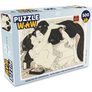 Puzzel Weduwe en jongeman - Schilderij van Katsushika Hokusai - Legpuzzel - Puzzel 500 stukjes