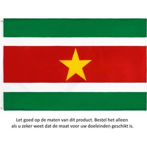 Surinaamse Vlag 150x90CM - Suriname - SR - Groen Wit Rood Gele Ster - Polyester