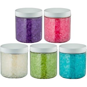 Badzout - 300 gram - set van 5 verschillende geuren - Witte Deksel - Relaxing Moment, Eucalyptus, Opium, Lavendel en Rozen