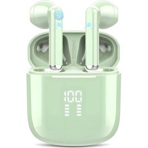 Draadloze Oortjes met LED Display - Bluetooth 5.3 - Groen - Volledig Draadloos - Oordoppen met Microfoon - Oordopjes Bluetooth - Earbuds