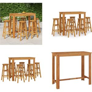 vidaXL 7-delige Tuinbarset massief acaciahout - Bartafel - Bartafels - Statafel - Hoge Tafel