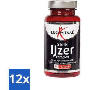 12 x Lucovitaal - Mineralen - Sterk IJzer Complex - 60 Tabletten - Ijzer Supplement - Ijzertabletten - Energieboost - Weerstand Verhogen - Vitamine C