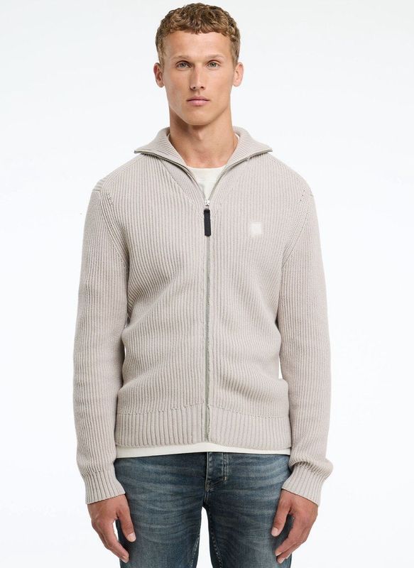 CHASIN' Heren Cardigan - Oliver Full Zip - Lichtgrijs