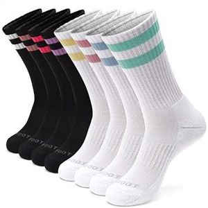 Monfoot - Zwarte en Witte Trendy Sportsokken met Gedempte Zool - Dames - 8 Paar - Zwart en Wit - Elastisch en Ademend