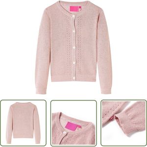 vidaXL Meisjesvest - Kindervest - Kindervest gebreid 92 zachtroze - Gebreid Vest - Zachtroze Vest - Katoenen Vest