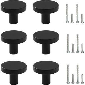 Selbro ® Moderne Zwarte Meubelknoppen Set van 6 voor Diverse Interieurstijlen