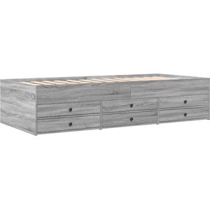 vidaXL - Slaapbank - met - lades - zonder - matras - 90x200 - cm - grijs - sonoma - eiken