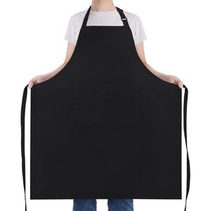 Plus Size Schort - 97*88cm Plus Size Schort - Unisex - Waterdicht - Met Twee Zakken - Verstelbare Nekband - Schort voor Koken, Grillen, Werken - Zwart