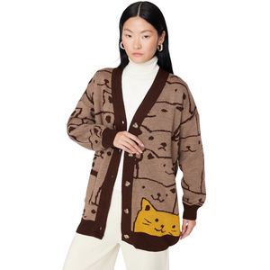 Trendyol Beige Gebreide Vest Met Dierenkatmotief Tctaw22Th0135