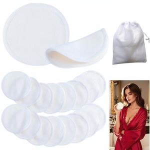 Wasbare make-up remover pads - hypoallergeen - set van 16 - biologisch katoen - 8 cm