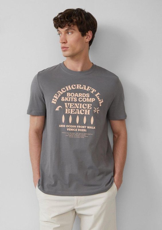 s.Oliver - Shirt - Grijs / Pasteloranje - T-shirt