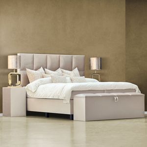 Beddenscout24 Boxspringbed - 180x210 cm - Velvet Beige - Boxspringbed Alexia Inclusief cm matras en topper