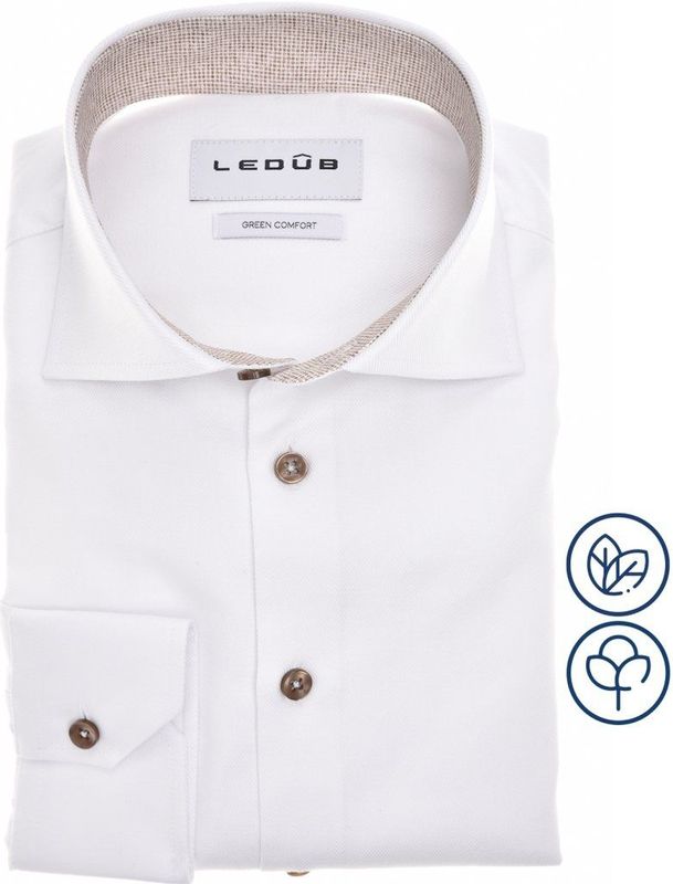 Ledub modern fit overhemd, twill, wit