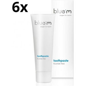 6x Bluem Tandpasta Fluoride Vrij 75 ml - Voordeelverpakking