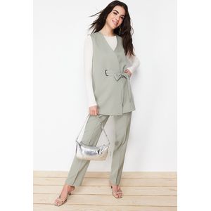 Trendyol Kaki Accessoire Gedetailleerde Vestbroek Van Geweven Stof Set Tctss24Us00035