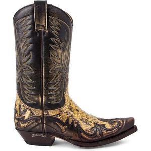 Sendra Boots 3241 Cuervo Antic Heren Laarzen Cowboy Western Boots Schuine Hak Spitse Neus Vintage Look Echt Leer Handgemaakt