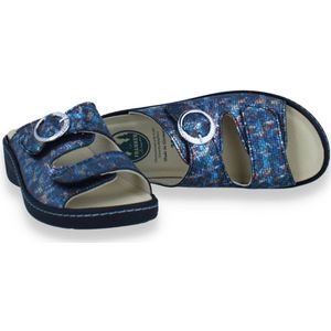 Franken Schuhe Dames Slipper/ortho Blue Multi | Maat: 36