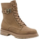 Tamaris - Leren Veterschoenen - Camel Beige - Combat Enkellaarsjes