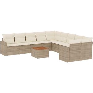 vidaXL 11-delige Tuinset poly rattan beige Loungeset - Tuinset - Buitendecoratie - Loungehoek - Garden Furniture