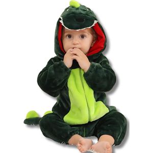 BoefieBoef Dinosaurus Kleuter Dieren Onesie Peuter Pyjama Kinderen 2-4 jaar – Verkleedkleding met Luierrits – Carnaval Dierenpak - Kerst en Kraamcadeau - Zacht Flanel - Baby Kerst - Boxpak - Jongen - Meisje - Kruippak - Winterpak - T-Rex Dieren Groen