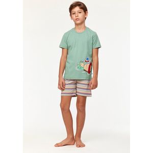 Woody pyjama jongens/heren - groen - schildpad - 231-1-PSU-S/724 - maat 152