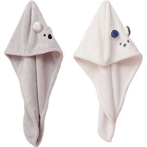 Haarturban - Haartulband Microvezel - Super Saugfähig Sneldrogend - 2 Stuks - Voor Droog Huid en Gezichtsverzorging - Wit,Grijs