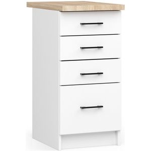 Keukenkast modulaire OLIWIA S40 met Verkblad / Onderkast met 4 Lades / AKORD Furniture Factory / Wit / 40 x 85 x 46 cm