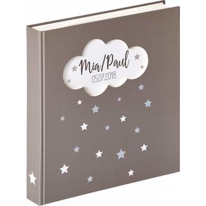 Walther Magical - Babyalbum - 28 x 30,5 cm - 50 pagina's - Grijs met zilveren sterren opdruk en een uitstansing in de vorm van een wolk