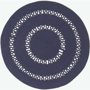 Homescapes Gevlochten Rond Gehaakt Vloerkleed Donkerblauw, 70 cm