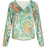 Usha - Blouse - Langarm - V-Ausschnitt - Figurbetonte Silhouette - Floral Design
