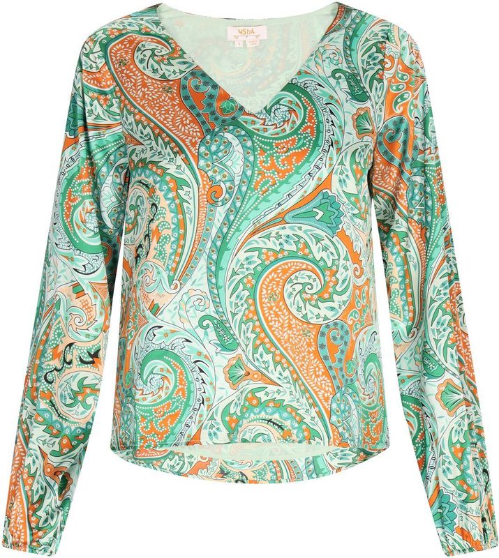 Usha - Blouse - Langarm - V-Ausschnitt - Figurbetonte Silhouette - Floral Design