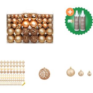 vidaXL 100 delige Kerstballenset 3/4/6 cm rose/goudkleurig Kerstbalhaakjes Inclusief Onderhoudsset