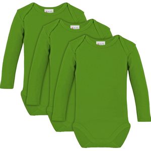 Link Kidswear - Unisex lange mouw romper van biologisch katoen - maat 74/80 - lime groen - 3 stuks