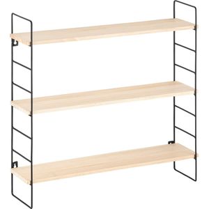 Navaris wandrek voor de muur - Unit met 3 planken om aan de muur te monteren - Voor slaapkamer, badkamer, woonkamer of keuken - 50 x 50 x 12 cm