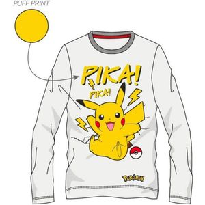 Pokemon t-shirt / longsleeve met Pikachu opdruk, wit, maat 152