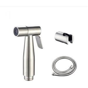 3-delige set - Toilet Sproeier - Bidet Handdoucheset - roestvrijstalen wassproeier bevestiging - wandmontage - met ophangbasis en 1,5 m slang - voor het schoonmaken - zilver